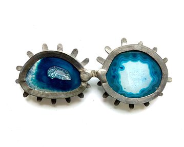 9.Lex Shute_Salvian (Ocular Device), 2024. Agates, lead, 6x16x1.5cm_web
