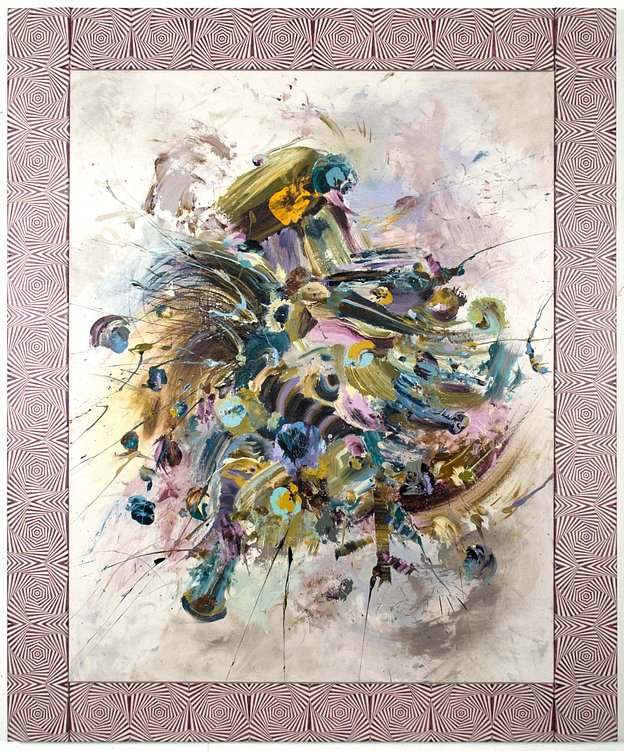 Lex Shute_Spinning Talons Tactic, 2019-20. Oil on canvas, 150x134cm in 5 parts_web